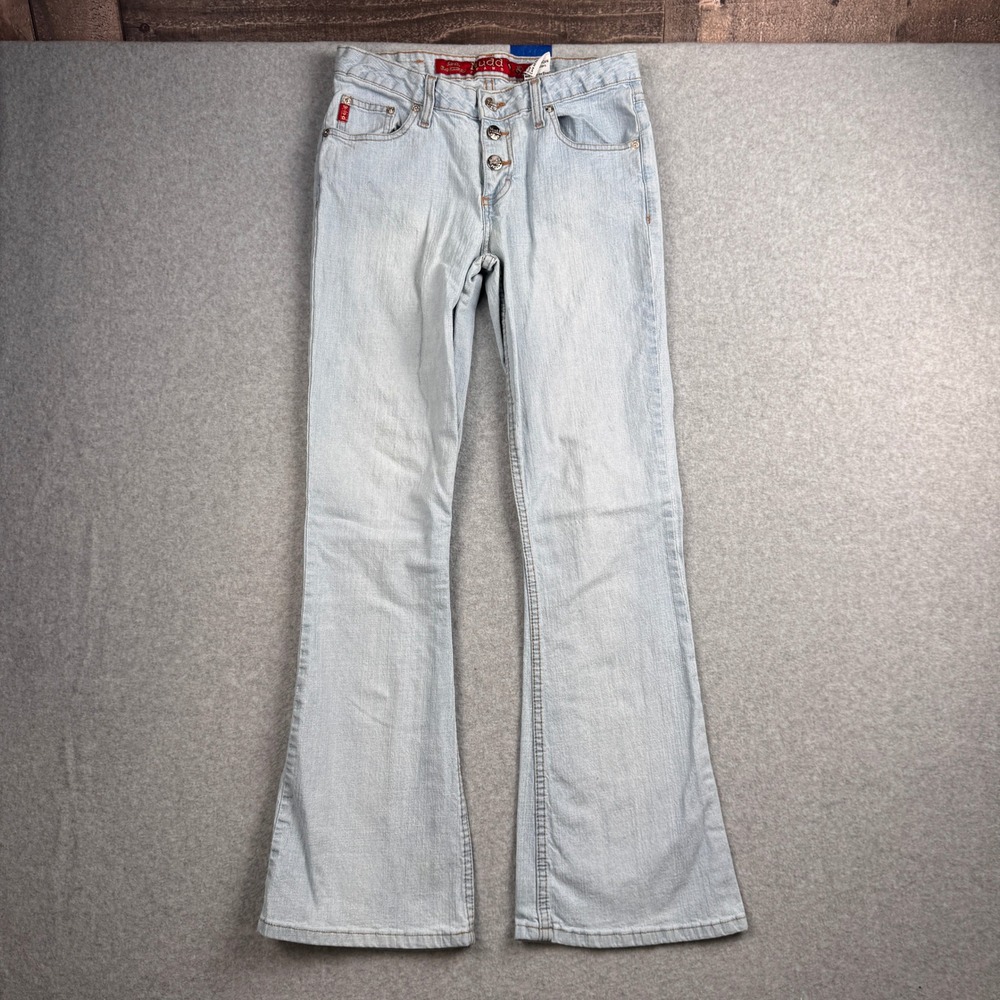 Vintage Mudd Jeans Womens Size 5 Light Wash Flare Button Fly Y2K 90s Denim